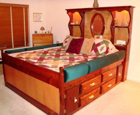 A "California King Waterbed." I've never met the King of California, but I hope he has plenty of strong servants and large doorways in his palace. 