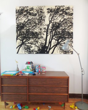 A nature scene helps distract from the infestation of brightly-colored plastic toys below.